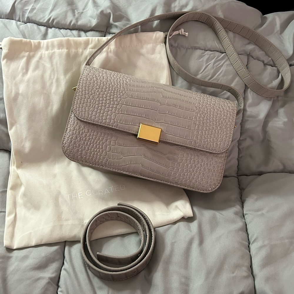 The Curated classic shoulder bag taupe mock print